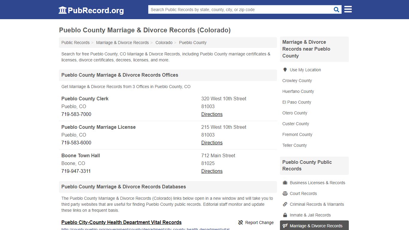 Pueblo County Marriage & Divorce Records (Colorado)